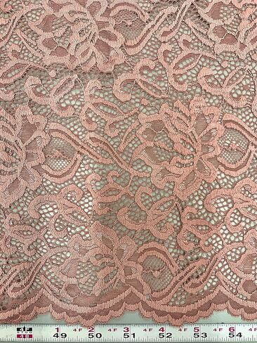 Elaine Mauve Floral Scalloped Nylon Spandex Stretch Lace Light Weight Fabric for Clothes, Lingerie, Costumes, Decorations, Crafts in Saudi Arabia