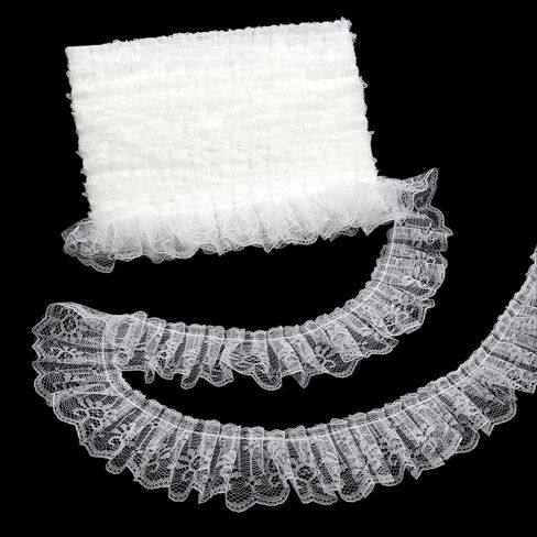 Black Lace Ruffle Trim Single Pleated Edge Lace Ribbon 2 inch×10 Yards for Wreaths, Bows, Crafts,DIY Floral Decor, Gift Wrapping, Party Supplies in Saudi Arabia