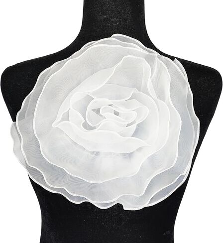 1 PC 3D Lace Flowers Applique Embroidered Flowers Chiffon Floral Applique Patches Trim for Clothing Accessories Sewing DIY Crafts Wedding Dress Decoration, Green, 10.6 x 10.6 Inch in Kuwait