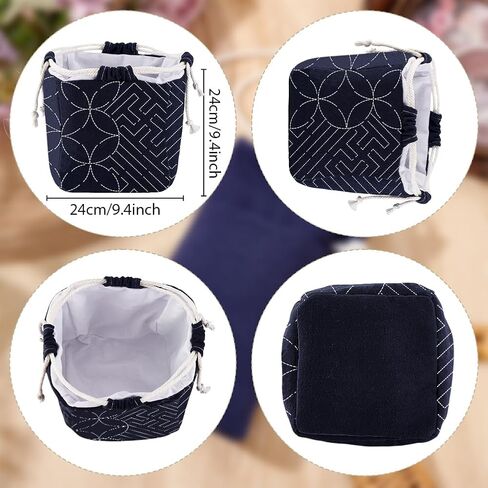 FREEBLOSS DIY Sashiko Fabric Basket Kit with Instructions 2pcs Stencils Sashiko Drawstring Bag Kit for Beginners Japanese Embroidery Bag for Girls Mums Gift in Saudi Arabia