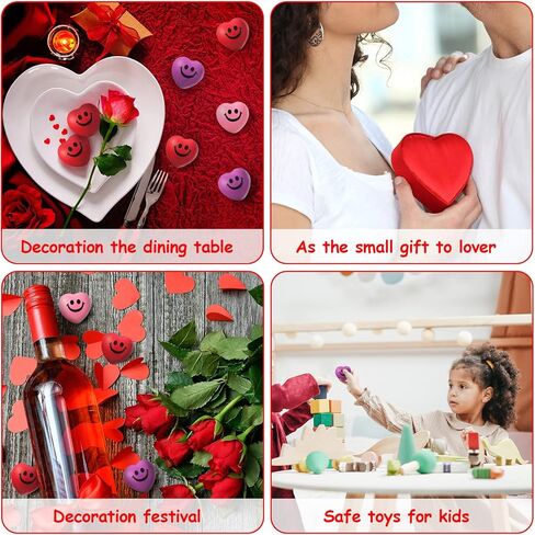 36 Pieces Valentines Day Heart Shaped Stress Balls Valentines Day Smile Face Crafts Funny Mini Foam Balls for School Carnival Reward Party Favors Decorations Present Bag Fillers, Red, Pink, Purple in Saudi Arabia