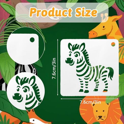 20 قطعة من استنسل الحيوانات للرسم، قوالب كرتونية لطيفة قابلة لإعادة الاستخدام مقاس 3×3 بوصة، أدوات صياغة استنسل شفافة على شكل حيوان لمستلزمات رسم طلاء الوجه من القماش الخشبي in Kuwait