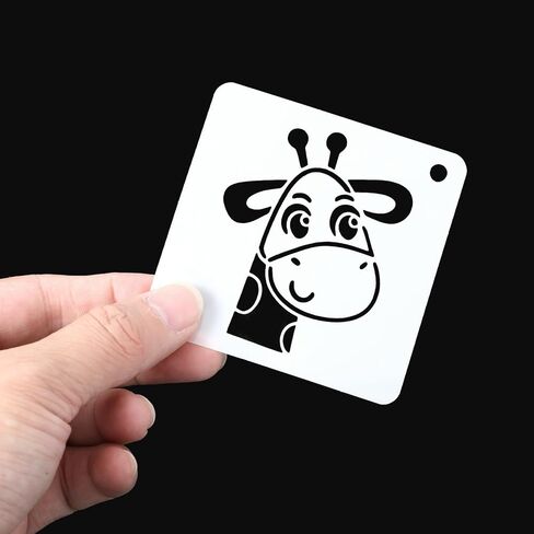 20 قطعة من استنسل الحيوانات للرسم، قوالب كرتونية لطيفة قابلة لإعادة الاستخدام مقاس 3×3 بوصة، أدوات صياغة استنسل شفافة على شكل حيوان لمستلزمات رسم طلاء الوجه من القماش الخشبي in Kuwait