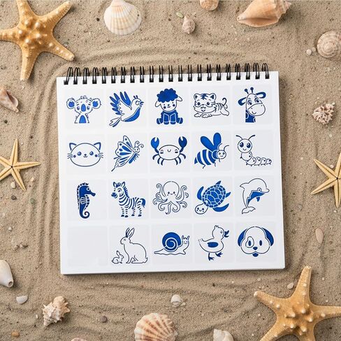 20 قطعة من استنسل الحيوانات للرسم، قوالب كرتونية لطيفة قابلة لإعادة الاستخدام مقاس 3×3 بوصة، أدوات صياغة استنسل شفافة على شكل حيوان لمستلزمات رسم طلاء الوجه من القماش الخشبي in Kuwait