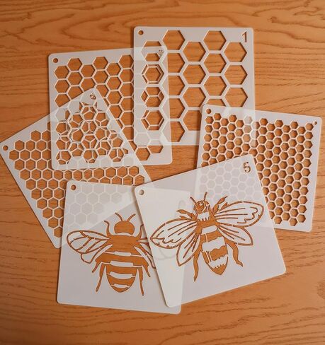 Honeycomb Stencil, 12 Pcs Bee Stencil for Painting on Wood Tile Paper Fabric Floor Wall DIY Crafts Drawing in Saudi Arabia