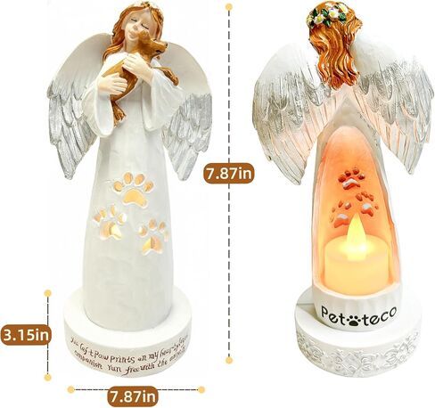 Pet Memorial Gifts for Loss of Dog, Resin Angel Statues, Pet Memorial Candle Holder, Sympathy & Remembrance Gift for Pet Loss in Saudi Arabia