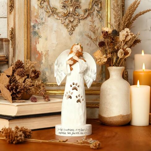 Pet Memorial Gifts for Loss of Dog, Resin Angel Statues, Pet Memorial Candle Holder, Sympathy & Remembrance Gift for Pet Loss in Saudi Arabia