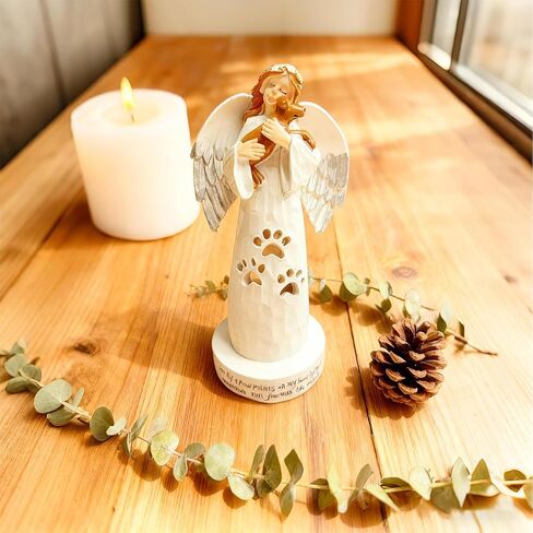 Pet Memorial Gifts for Loss of Dog, Resin Angel Statues, Pet Memorial Candle Holder, Sympathy & Remembrance Gift for Pet Loss in Saudi Arabia