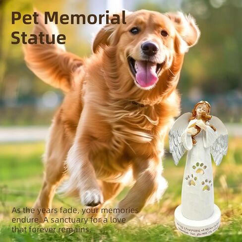 Pet Memorial Gifts for Loss of Dog, Resin Angel Statues, Pet Memorial Candle Holder, Sympathy & Remembrance Gift for Pet Loss in Saudi Arabia