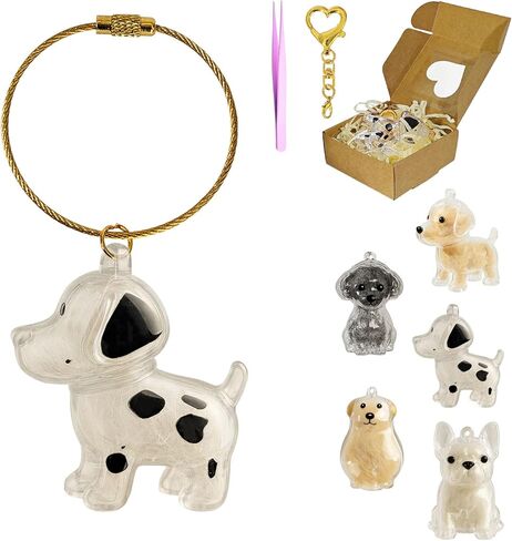 Dog Hair Collector Keychain Charm Memorial Storage Box, Transparent Pet Dog Hair Memorial Keepsake Holder Keyring in Kuwait