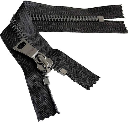 Zipper JN #10 Gunmetal High End Shiny Non-Separating, Closed-End Heavy Duty Zipper Long Pull (Automatic Lock) for Apparel Or Bags - Tape Color: Black - Choose Your Length (Black #580JN, 26" Inches) in Saudi Arabia