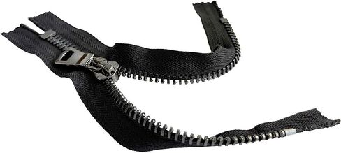 Zipper JN #10 Gunmetal High End Shiny Non-Separating, Closed-End Heavy Duty Zipper Long Pull (Automatic Lock) for Apparel Or Bags - Tape Color: Black - Choose Your Length (Black #580JN, 26" Inches) in Saudi Arabia