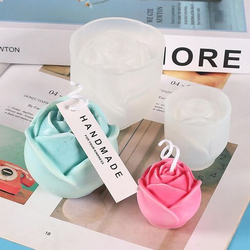 2Pcs 3D Rose Mold Flower Silicone Molds for Candles Rose Candle Mold for Candle Making Soaps Making Plaster Polymer Clay Resin Casting DIY Mould in Saudi Arabia