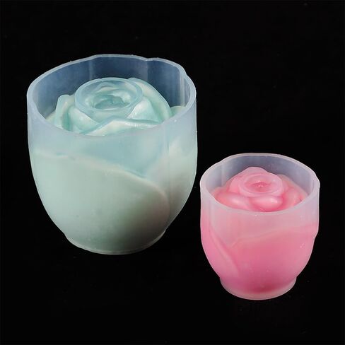 2Pcs 3D Rose Mold Flower Silicone Molds for Candles Rose Candle Mold for Candle Making Soaps Making Plaster Polymer Clay Resin Casting DIY Mould in Saudi Arabia