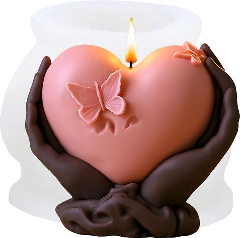 Heart Candle Molds Hand Holding Heart Silicone Candle Molds for Candles Making Resin Casting Aromatherapy Candles Wax Polymer Clay Home Decoration in Kuwait