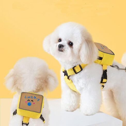 Dog Harness Backpack Cute Dog Vest Harness and Leash Set Plaid Soft Mesh Dog Harness with Adjustable Travel Food Back Pack Carrier Bags for Puppy Small Tiny Medium Dogs or Cats (Blue Rabbit, Small) in Saudi Arabia