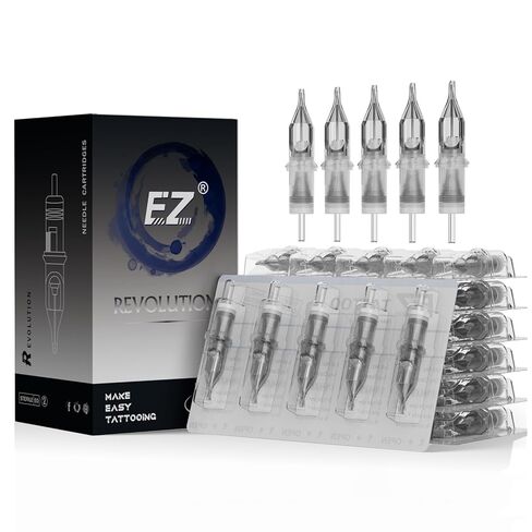 EZTAT2 100 قطعة من إبر خرطوشة الوشم الثورية متنوعة 3RL 5RL 7RL 5RS 7RS 7M1 9M1 11M1 9CM 15CM مع 2 مقابض ألومنيوم إبر وشم مختلطة لتوريد آلة القلم الدوارة in Saudi Arabia