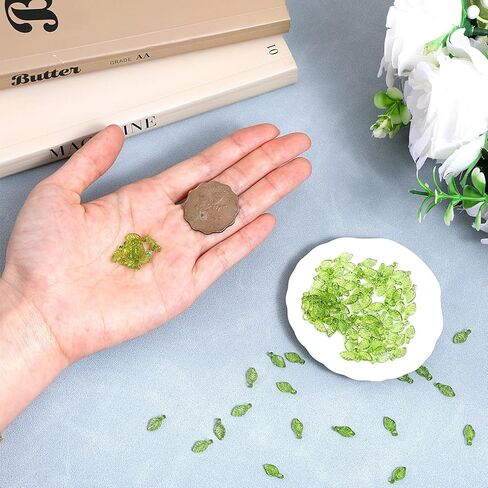Ouligay 300PCS Green Leaf Beads for Jewelry Making Acrylic Leaf Charms Leaf Bead Charms Bulk Green Bead for DIY Earrings Necklace Bracelet Making in Saudi Arabia