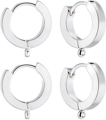 Beebeecraft 1 Box 16Pcs Round Leverback Earring Hooks 925 Sterling Silver Plated Huggie Hoop French Earring Findings with 316 Surgical Stainless Steel Pins for Jewelry Making Supplies(13x15mm) in Saudi Arabia