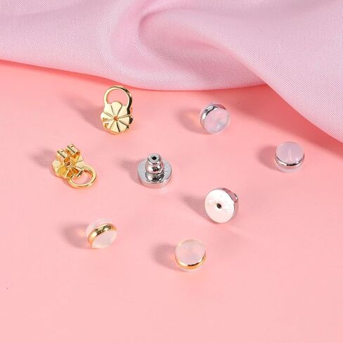6 Pairs Earring Backs for Heavy Earrings Earring Backs for Droopy Ear Earrings Lifter Back Replacements Secure Locking Ear Supports for Studs Gold and Silver Flat in Saudi Arabia