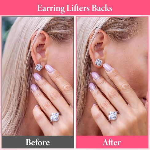 6 Pairs Earring Backs for Heavy Earrings Earring Backs for Droopy Ear Earrings Lifter Back Replacements Secure Locking Ear Supports for Studs Gold and Silver Flat in Saudi Arabia