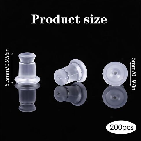 Silicone Earring Backs, 200 Piece Soft Clear Replacement Stoppers, Safety Back Stoppers for Stud, Post, Hoop, Fishhook Earrings in Saudi Arabia
