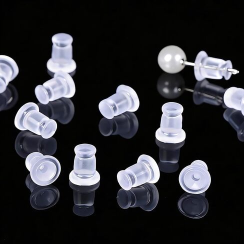 Silicone Earring Backs, 200 Piece Soft Clear Replacement Stoppers, Safety Back Stoppers for Stud, Post, Hoop, Fishhook Earrings in Saudi Arabia