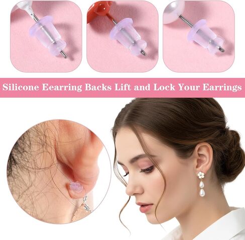 Silicone Earring Backs, 200 Piece Soft Clear Replacement Stoppers, Safety Back Stoppers for Stud, Post, Hoop, Fishhook Earrings in Saudi Arabia