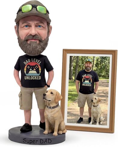 Mybobbbleheadsshop Super Dad Custom Bobblehead from Photo Handmade Figurine Personalized Gift for Dad or Husband Valentine’s Day Birthday & Anniversary in Saudi Arabia