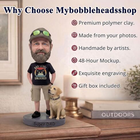 Mybobbbleheadsshop Super Dad Custom Bobblehead from Photo Handmade Figurine Personalized Gift for Dad or Husband Valentine’s Day Birthday & Anniversary in Saudi Arabia