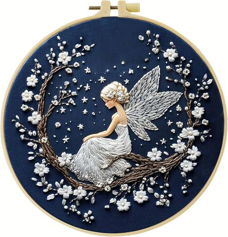 JOZYSH Charming Flower Fairy Patterns Water Soluble Embroidery Kits Patterns for Beginners,DIY Needlepoint Everything is Fine,by Step Instructions and Video Tutorial, Embroidery for Home Ofiice Decor in Kuwait