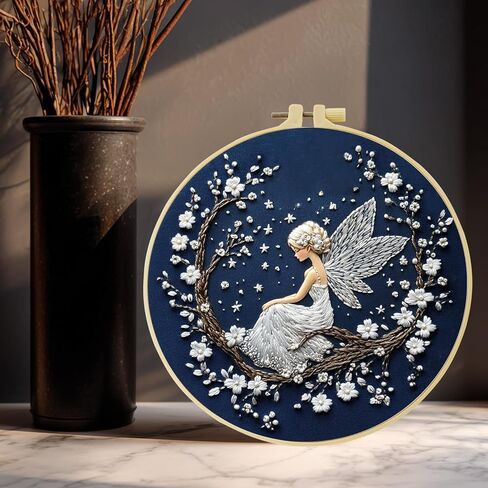 JOZYSH Charming Flower Fairy Patterns Water Soluble Embroidery Kits Patterns for Beginners,DIY Needlepoint Everything is Fine,by Step Instructions and Video Tutorial, Embroidery for Home Ofiice Decor in Kuwait