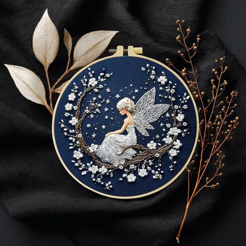 JOZYSH Charming Flower Fairy Patterns Water Soluble Embroidery Kits Patterns for Beginners,DIY Needlepoint Everything is Fine,by Step Instructions and Video Tutorial, Embroidery for Home Ofiice Decor in Kuwait