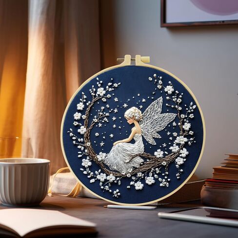 JOZYSH Charming Flower Fairy Patterns Water Soluble Embroidery Kits Patterns for Beginners,DIY Needlepoint Everything is Fine,by Step Instructions and Video Tutorial, Embroidery for Home Ofiice Decor in Kuwait