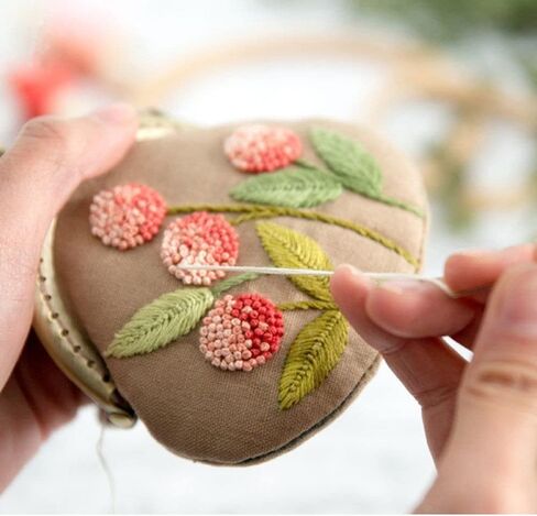 gofidin Flowers Bird Embroidered Clutch Coin Purse Wallet Handmade DIY Mobile Phone Bags Kit Embroidered for Wallet Crafts in Saudi Arabia