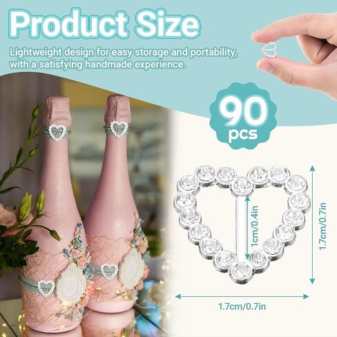 90 Pack Small Rhinestone Slide Buckles, Crystal Diamond Metal Belt Ribbon Sliders for Wedding Invitation in Kuwait