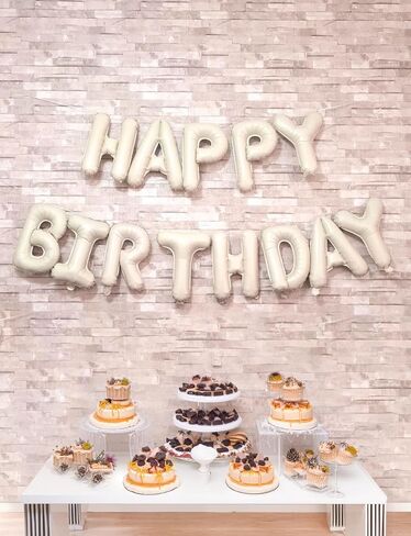 Cream Happy Birthday Balloon Banner, 16 Inch Cream White Happy Birthday Foil Balloons, Neutral Beige Letter Balloons Sign for Women and Girls, HBD Party Decorations, Photo Backdrop Supplies in Saudi Arabia