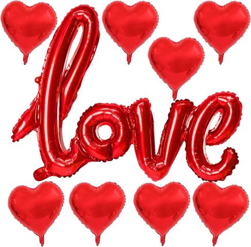 42 Inch Red LOVE Foil Balloons and 18 Inch Red Heart Foil Mylar Balloons for Valentines Party Wedding Decorations in Saudi Arabia