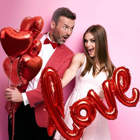 42 Inch Red LOVE Foil Balloons and 18 Inch Red Heart Foil Mylar Balloons for Valentines Party Wedding Decorations in Saudi Arabia
