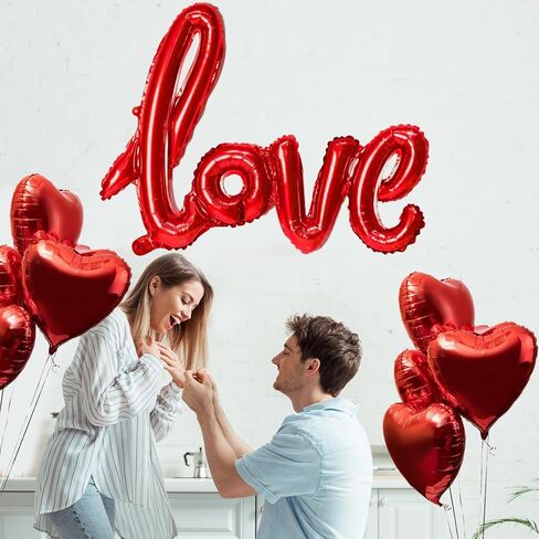 42 Inch Red LOVE Foil Balloons and 18 Inch Red Heart Foil Mylar Balloons for Valentines Party Wedding Decorations in Saudi Arabia