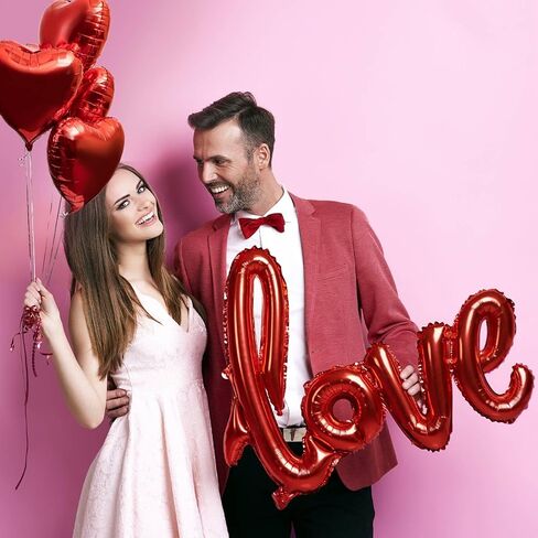 42 Inch Red LOVE Foil Balloons and 18 Inch Red Heart Foil Mylar Balloons for Valentines Party Wedding Decorations in Saudi Arabia