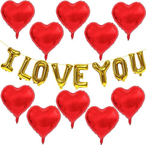42 Inch Red LOVE Foil Balloons and 18 Inch Red Heart Foil Mylar Balloons for Valentines Party Wedding Decorations in Saudi Arabia