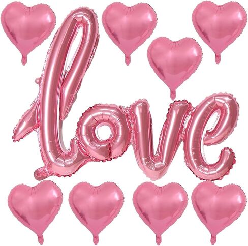 42 Inch Red LOVE Foil Balloons and 18 Inch Red Heart Foil Mylar Balloons for Valentines Party Wedding Decorations in Saudi Arabia