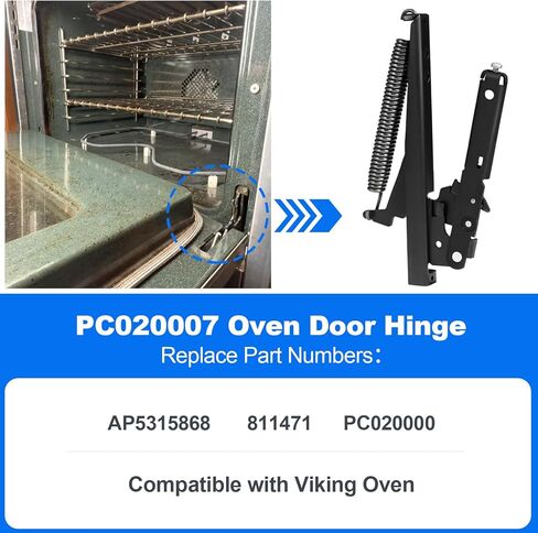 مفصلة باب الفرن PC020007 متوافقة مع Viking EVGIC485 SVGIC305DSI VGIC305 VGIC305DSI VGIC307 EVGIC305 VGIC307DSI VGIC485، استبدل AP5315868 811471 PC020000 مجموعة باب الفرن المفصلي in Kuwait