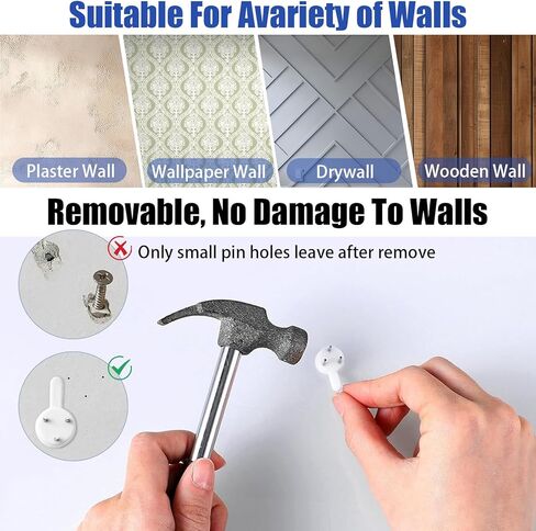 70PCS Non-Mark Hooks - Plastic Non-Trace Wall Picture Hooks - Photo Frame Traceless Hook Invisible Concrete Nail Hard Hardwall Hanger for Concrete Wall, Hardwall and Drywall in Saudi Arabia