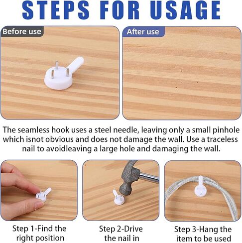 70PCS Non-Mark Hooks - Plastic Non-Trace Wall Picture Hooks - Photo Frame Traceless Hook Invisible Concrete Nail Hard Hardwall Hanger for Concrete Wall, Hardwall and Drywall in Saudi Arabia