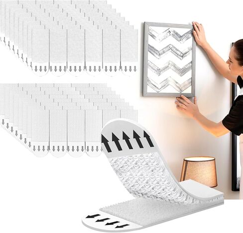 48 Pairs 96 Strips Picture Hanging Strips, Picture Hanger Kit Without Nails Refill, Removable Damage Free, Sticky Hooks Design for Your Poster on Wall in Saudi Arabia