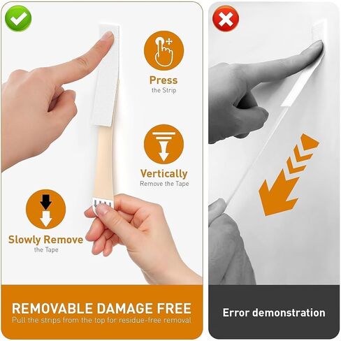 48 Pairs 96 Strips Picture Hanging Strips, Picture Hanger Kit Without Nails Refill, Removable Damage Free, Sticky Hooks Design for Your Poster on Wall in Saudi Arabia
