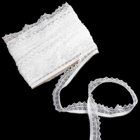 10 Yards Elastic Ribbon, Floral Crochet Wrapping Paper Ribbons Ribbon for Crafts Bridal Wedding Dress Decoration Gift Wrapping in Saudi Arabia