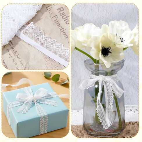 10 Yards Elastic Ribbon, Floral Crochet Wrapping Paper Ribbons Ribbon for Crafts Bridal Wedding Dress Decoration Gift Wrapping in Saudi Arabia